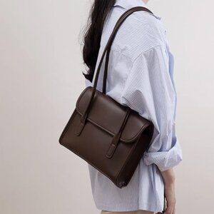 NEW! Basic Brown Faux Leather Purse/Shoulder Bag by Chloe Soo w/Attached Handles